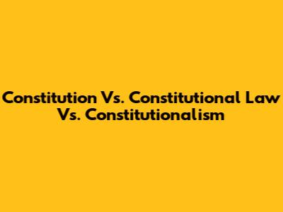 Constitution Vs. Constitutional Law Vs. Constitutionalism