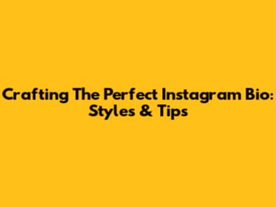 Crafting The Perfect Instagram Bio: Styles & Tips