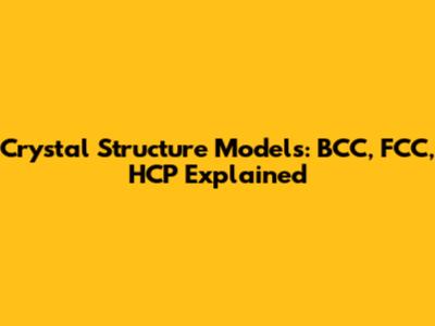 Crystal Structure Models: BCC, FCC, HCP Explained