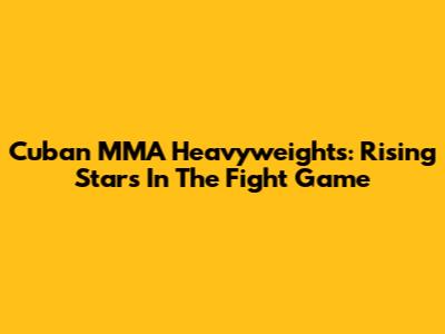Cuban MMA Heavyweights: Rising Stars In The Fight Game