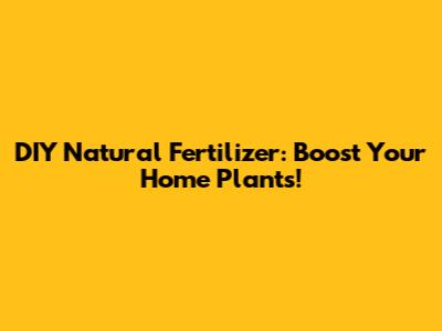 DIY Natural Fertilizer: Boost Your Home Plants!