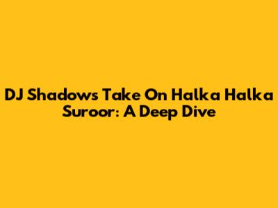 DJ Shadow's Take On 'Halka Halka Suroor': A Deep Dive
