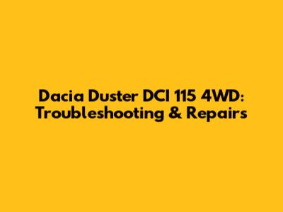Dacia Duster DCI 115 4WD: Troubleshooting & Repairs