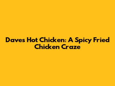 Dave's Hot Chicken: A Spicy Fried Chicken Craze