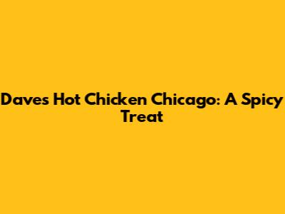 Dave's Hot Chicken Chicago: A Spicy Treat