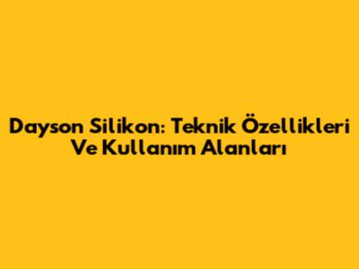 Dayson Silikon: Teknik Özellikleri Ve Kullanım Alanları