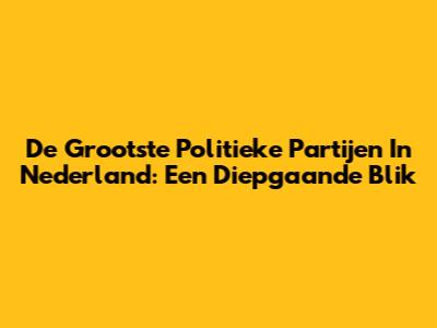 De Grootste Politieke Partijen In Nederland: Een Diepgaande Blik