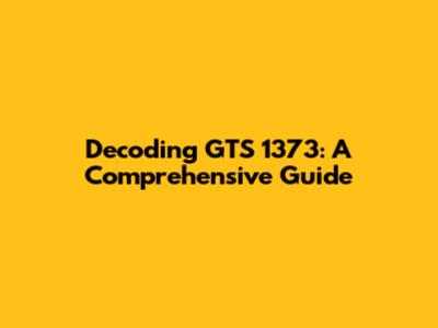 Decoding GTS 1373: A Comprehensive Guide