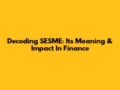 Decoding SESME: Its Meaning & Impact In Finance