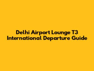 Delhi Airport Lounge T3 International Departure Guide