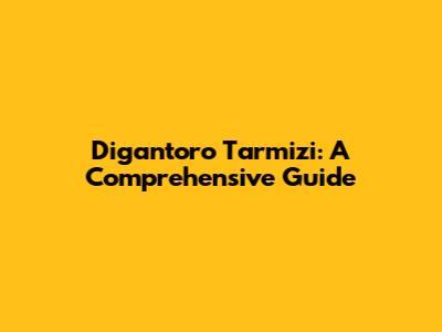 Digantoro Tarmizi: A Comprehensive Guide