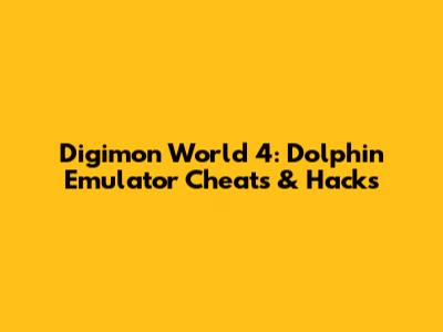 Digimon World 4: Dolphin Emulator Cheats & Hacks
