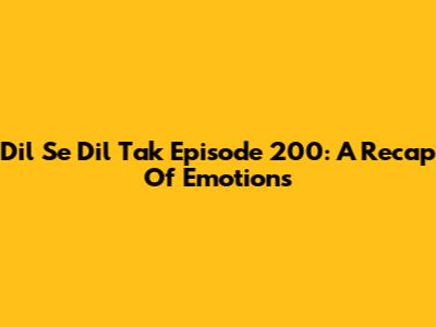 Dil Se Dil Tak Episode 200: A Recap Of Emotions