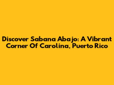 Discover Sabana Abajo: A Vibrant Corner Of Carolina, Puerto Rico