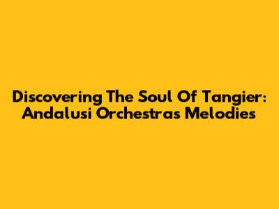 Discovering The Soul Of Tangier: Andalusi Orchestra's Melodies