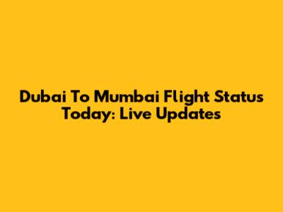 Dubai To Mumbai Flight Status Today: Live Updates