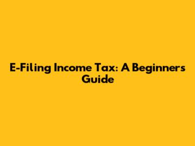 E-Filing Income Tax: A Beginner's Guide