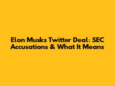 Elon Musk's Twitter Deal: SEC Accusations & What It Means