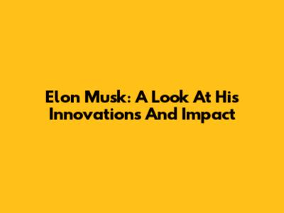 Elon Musk: A Look At His Innovations And Impact