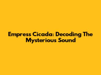 Empress Cicada: Decoding The Mysterious Sound