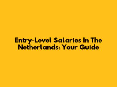 Entry-Level Salaries In The Netherlands: Your Guide