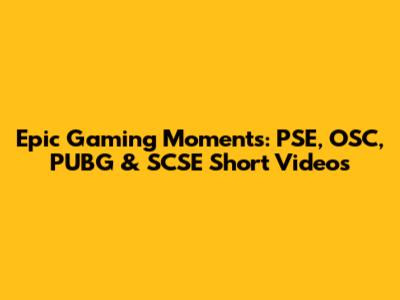 Epic Gaming Moments: PSE, OSC, PUBG & SCSE Short Videos