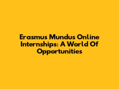 Erasmus Mundus Online Internships: A World Of Opportunities
