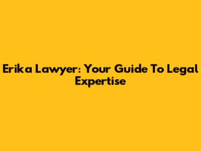 Erika Lawyer: Your Guide To Legal Expertise