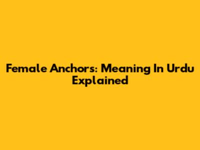 Female Anchors: Meaning In Urdu Explained