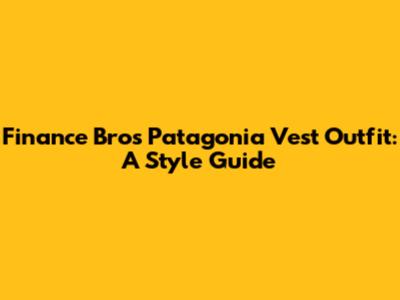 Finance Bro's Patagonia Vest Outfit: A Style Guide