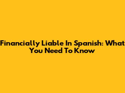 Financially Liable In Spanish: What You Need To Know