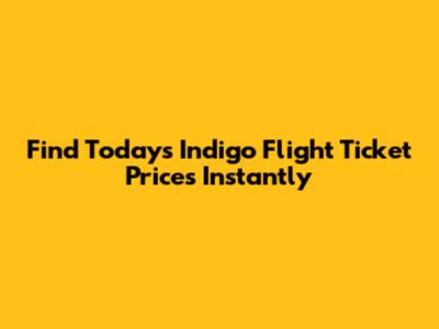 Find Today's Indigo Flight Ticket Prices Instantly