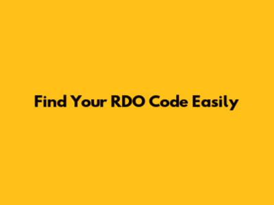 Find Your RDO Code Easily