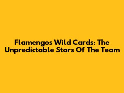 Flamengo's Wild Cards: The Unpredictable Stars Of The Team