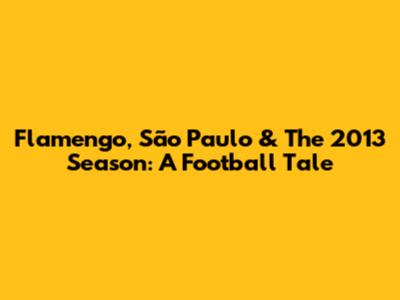 Flamengo, São Paulo & The 2013 Season: A Football Tale
