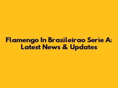 Flamengo In Brasileirao Serie A: Latest News & Updates