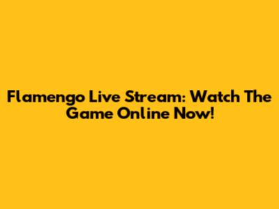 Flamengo Live Stream: Watch The Game Online Now!
