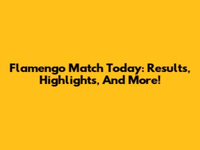Flamengo Match Today: Results, Highlights, And More!