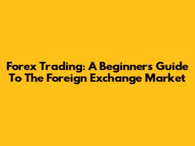 Forex Trading: A Beginner's Guide To The Foreign Exchange Market