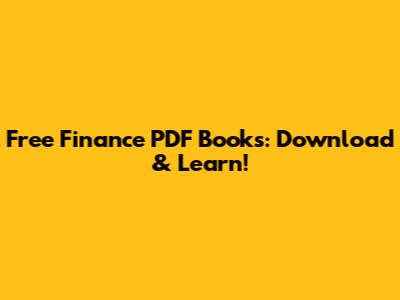 Free Finance PDF Books: Download & Learn!