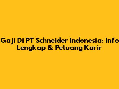 Gaji Di PT Schneider Indonesia: Info Lengkap & Peluang Karir