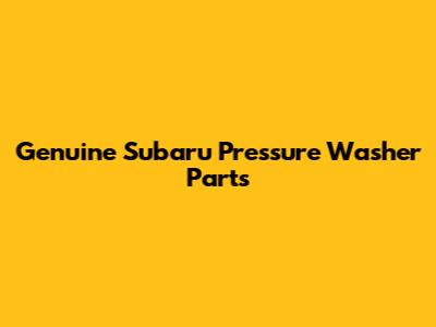 Genuine Subaru Pressure Washer Parts