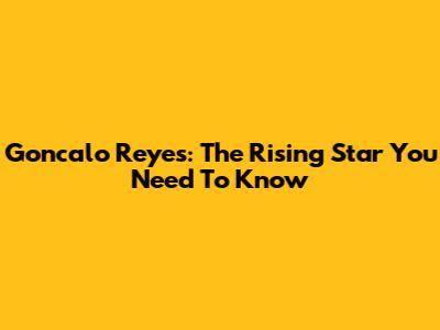 Goncalo Reyes: The Rising Star You Need To Know