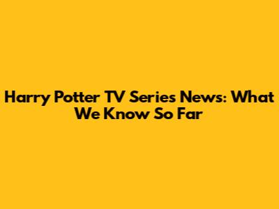 Harry Potter TV Series News: What We Know So Far