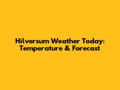 Hilversum Weather Today: Temperature & Forecast