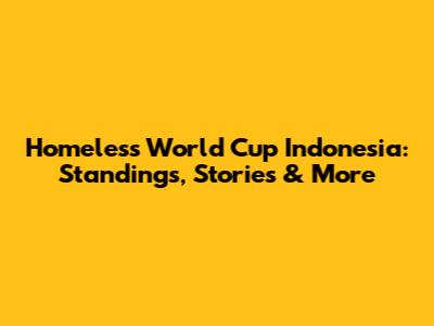 Homeless World Cup Indonesia: Standings, Stories & More