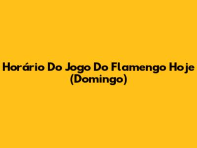Horário Do Jogo Do Flamengo Hoje (Domingo)