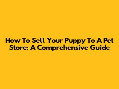 How To Sell Your Puppy To A Pet Store: A Comprehensive Guide