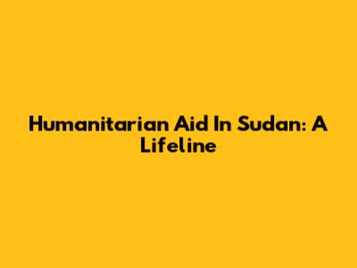 Humanitarian Aid In Sudan: A Lifeline