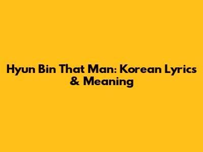 Hyun Bin That Man: Korean Lyrics & Meaning